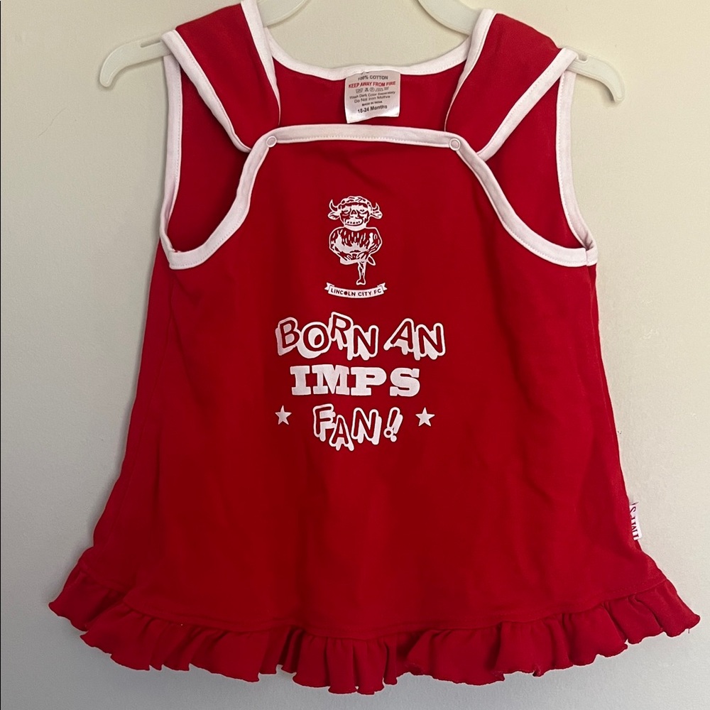 Lincoln City FC Baby Girls Red Sleeveless Dress with White Trim